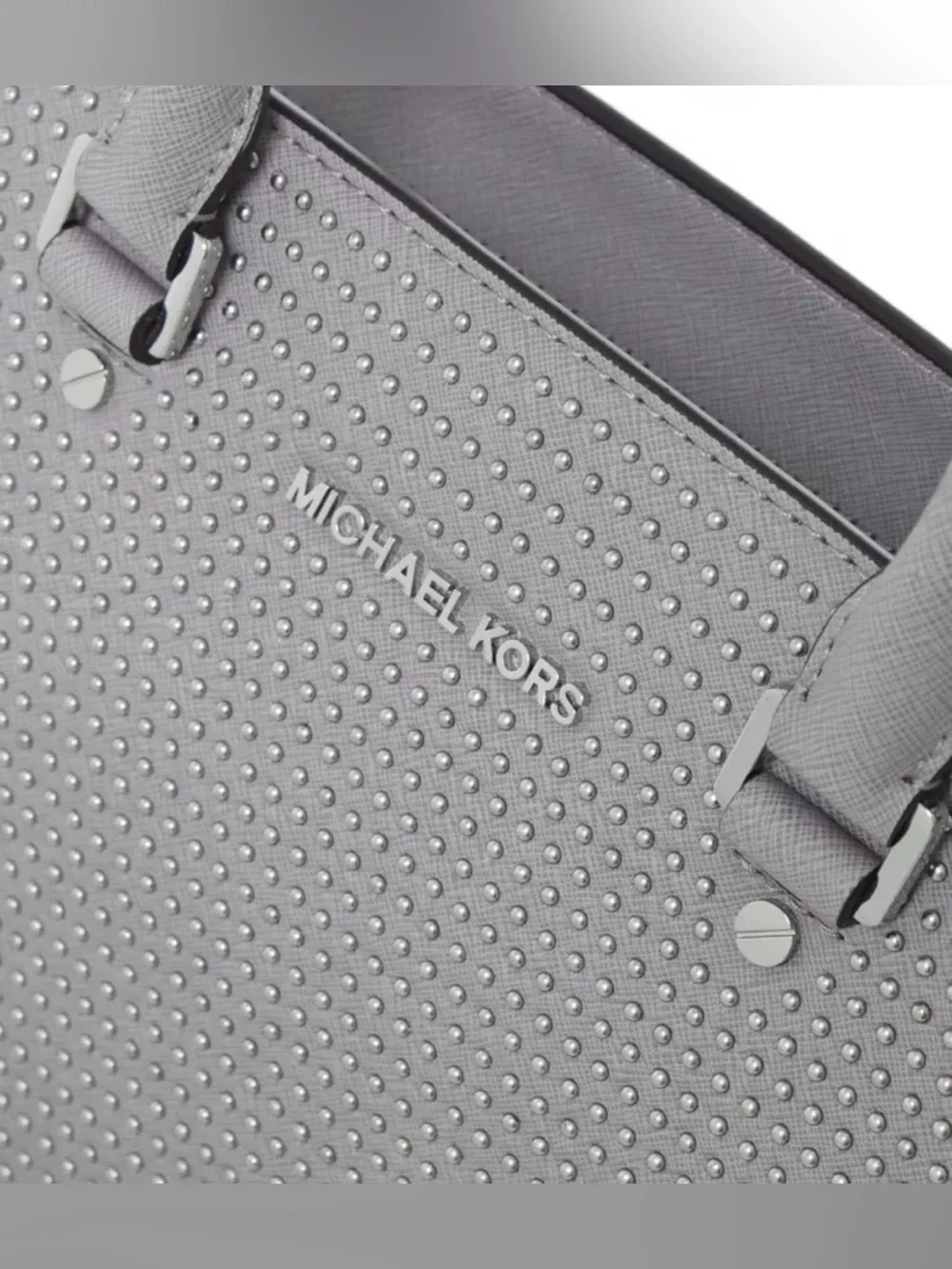 Michael Kors Pearl Grey Medium Leather Selma Satchel
